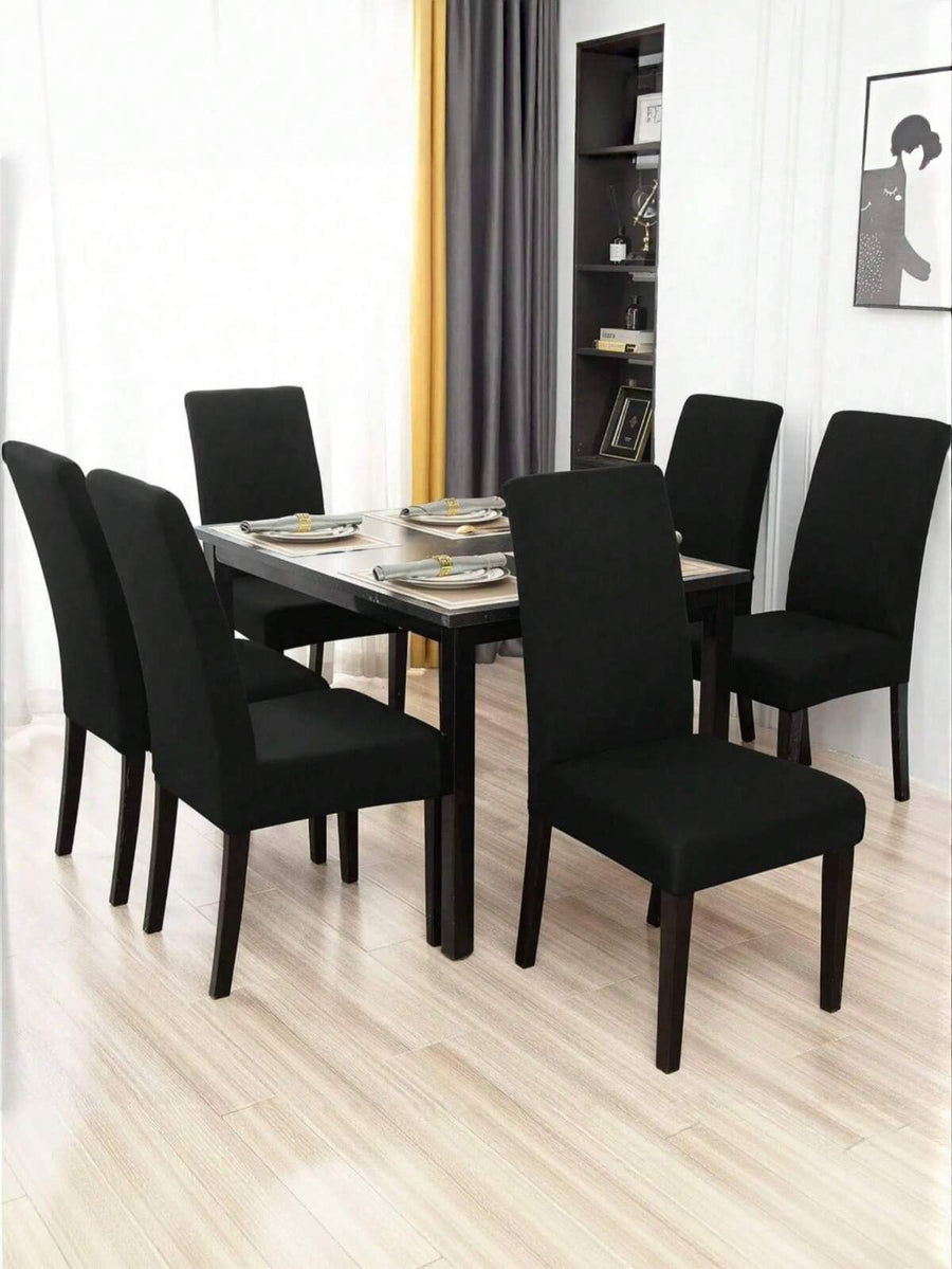 1/4/6pcs Solid Color Milk Silk Chair Covers, High Elastic Dust-Proof And Waterproof, Suitable For All Seasons, Living Room, Hotel, Restaurant, Kitchen, Home Decor