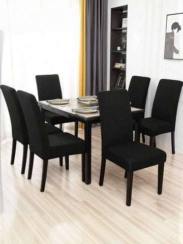 1/4/6pcs Solid Color Milk Silk Chair Covers, High Elastic Dust-Proof And Waterproof, Suitable For All Seasons, Living Room, Hotel, Restaurant, Kitchen, Home Decor