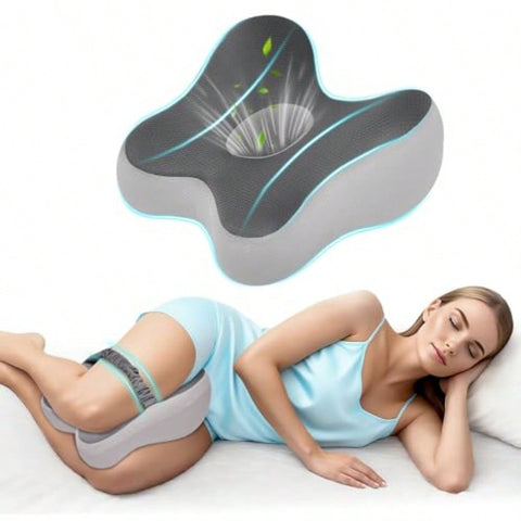 Memory Foam Leg Pillow For Side SleepersSciatica Pain Relief Pillow With Ergonomic Design Removable Breathable Cover And Elastic Band Grey