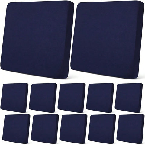 2/4/6/8Pcs Navy Patio Cushion Covers, Simple Solid Stretch Polyester Square Individual Washable Anti-Scratch Furniture Protector Couch Sofa Cushion Slipcovers For Indoor Outdoor Garden Backyard All Seasons